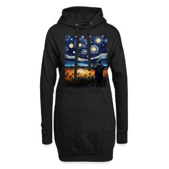 Chasse aux canards Chasseur de canards Peinture de nuit étoilée - Sweat-shirt à capuche long Femme - noir - Devant