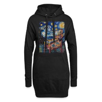 Flipper Arcade Spiel Maschine Sternennacht Malerei - Hoodie-Kleid - Schwarz - Vorne