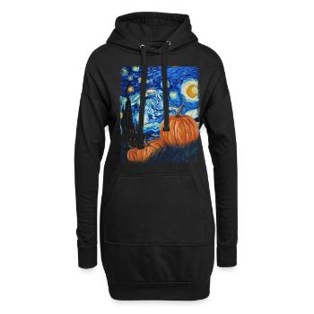 Peinture d’étoile filante de citrouille - Sweat-shirt à capuche long Femme - noir - Devant