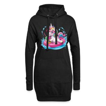 Niedliches Einhorn genießt Eiscreme-Spaß - Hoodie-Kleid - Schwarz - Vorne