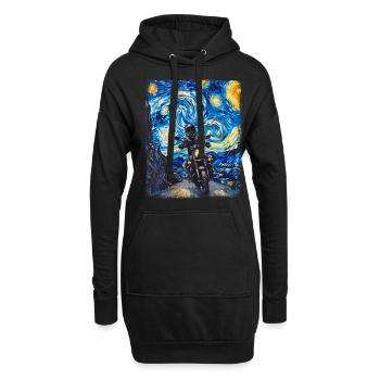 Motorrad Motorradfahrer Motorradfahren Sternennach - Hoodie-Kleid - Schwarz - Vorne