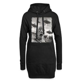Momie Halloween OVNI Alien Alien Selfie - Sweat-shirt à capuche long Femme - noir - Devant