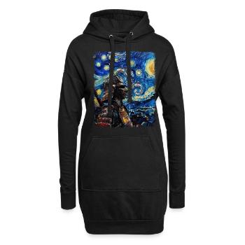 Samurai Krieger Bushido Japanische Sternennacht Ge - Hoodie-Kleid - Schwarz - Vorne