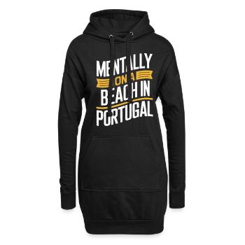 Souvenir Mentalement Sur Une Plage Au Portugal - Sweat-shirt à capuche long Femme - noir - Devant
