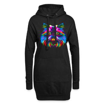 Chat de l’Himalaya Popart - Sweat-shirt à capuche long Femme - noir - Devant