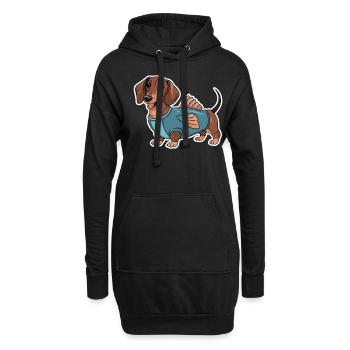Dackel In Kostümen Mit Flossen-Detail - Hoodie-Kleid - Schwarz - Vorne