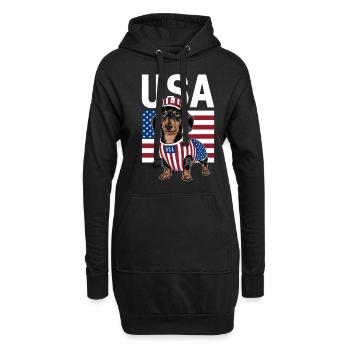 Teckel En Costumes Drapeau des États-Unis - Sweat-shirt à capuche long Femme - noir - Devant