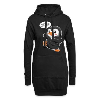 À vos marques, prêts, coup de pied de pingouin ! Pingouin mignon - Sweat-shirt à capuche long Femme - noir - Devant