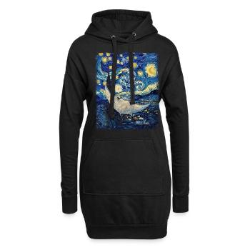 Stingray Manta Ray Peinture Nuit étoilée - Sweat-shirt à capuche long Femme - noir - Devant