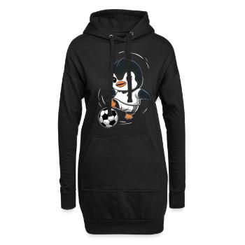 Dessin animé de joueur de football pingouin - Sweat-shirt à capuche long Femme - noir - Devant