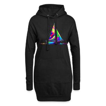 voilier voilier nautisme Popart - Sweat-shirt à capuche long Femme - noir - Devant