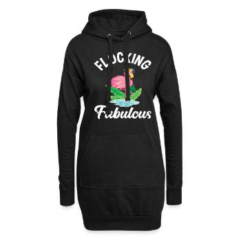 Flamingo Fabuleux - Sweat-shirt à capuche long Femme - noir - Devant