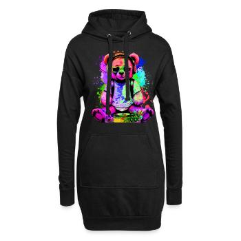 DJ ours, nounours Teddy, dessin animé, musique, concerts festivals - Sweat-shirt à capuche long Femme - noir - Devant