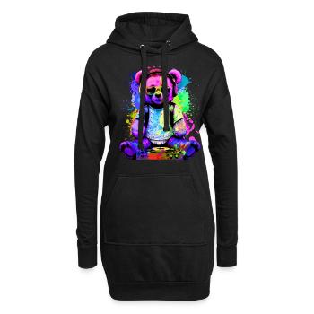 DJ ours, nounours Teddy, dessin animé, musique, concerts festivals - Sweat-shirt à capuche long Femme - noir - Devant