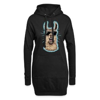 Cool Llama With Sunglasses - Hoodie Dress - black - Front
