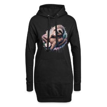 Lustiges Faultier geniesst ein Eis - Hoodie-Kleid - Schwarz - Vorne