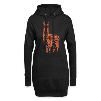 Lama abstrait Géométrique Line Art - Sweat-shirt à capuche long Femme - noir - Devant