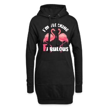 Flamingos - Hoodie-Kleid - Schwarz - Vorne