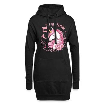 5. Geburtstag Mädchen 5 Jahre Pferd Pferde Einhorn - Hoodie-Kleid - Schwarz - Vorne