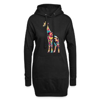 Bunte Giraffenmosaik Kunstwerk - Hoodie-Kleid - Schwarz - Vorne