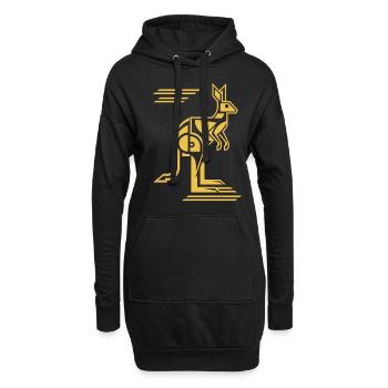 Geometrisches Känguru Kunstwerk in Gelb - Hoodie-Kleid - Schwarz - Vorne