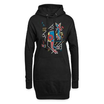 Art abstrait du kangourou en coloré - Sweat-shirt à capuche long Femme - noir - Devant