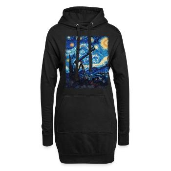 télescope astronomie système solaire nuit étoilée mâle - Sweat-shirt à capuche long Femme - noir - Devant