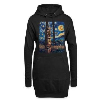 Tiki Luau Hawaïen Hawaïen Tiki Masque Nuit étoilée - Sweat-shirt à capuche long Femme - noir - Devant