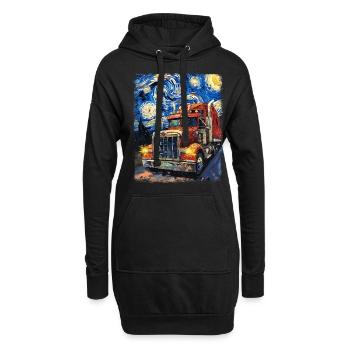 camionneur chauffeur de camion camionnage peinture nuit étoilée - Sweat-shirt à capuche long Femme - noir - Devant