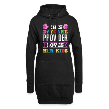 Cette gardienne de jour aime vos enfants - Sweat-shirt à capuche long Femme - noir - Devant