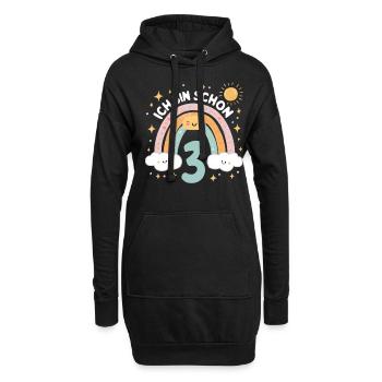 3rd Birthday Shirt Rainbow Cloud - Hoodie Dress - black - Front
