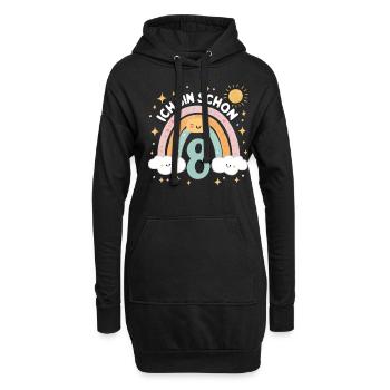 8. Geburtstag Geburtstagsshirt Regenbogen Wolke - Hoodie-Kleid - Schwarz - Vorne
