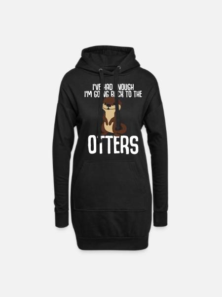 Otter Otters - Hoodie Dress - black