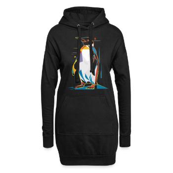 Pingouin géométrique coloré - Sweat-shirt à capuche long Femme - noir - Devant