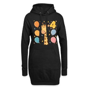 4. Geburtstag Giraffe Kindergeburtstag - Hoodie-Kleid - Schwarz - Vorne