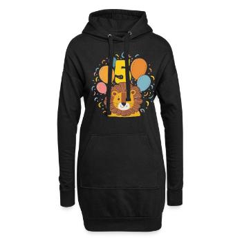 5ème anniversaire Leo Fête d’anniversaire des enfants - Sweat-shirt à capuche long Femme - noir - Devant
