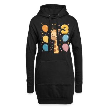 Fête d’anniversaire des enfants girafe du 3e anniversaire - Sweat-shirt à capuche long Femme - noir - Devant