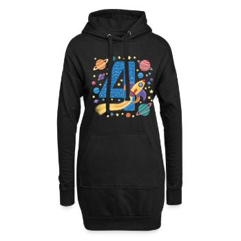 4ème anniversaire garçons 4 ans planète anniversaire - Sweat-shirt à capuche long Femme - noir - Devant