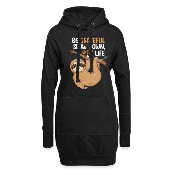 Soyez reconnaissant, ralentissez, profitez de la vie - - Sweat-shirt à capuche long Femme - noir - Devant