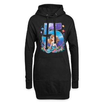 5. Geburtstag Mädchen 5 Jahre Meerjungfrau Party - Hoodie-Kleid - Schwarz - Vorne