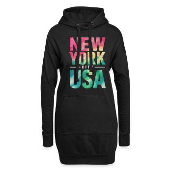 New York City États-Unis Souvenir - Sweat-shirt à capuche long Femme - noir - Devant