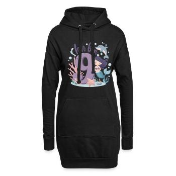 9ème anniversaire fille 9 ans sirène fête - Sweat-shirt à capuche long Femme - noir - Devant