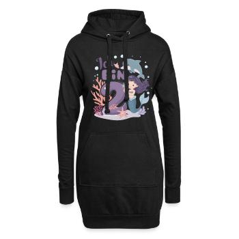 2ème anniversaire fille 2 ans sirène fête - Sweat-shirt à capuche long Femme - noir - Devant