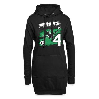 4ème anniversaire 4 ans de football Joueur de football - Sweat-shirt à capuche long Femme - noir - Devant