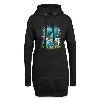 7. Geburtstag 7 Jahre Fußball Fußballspieler - Hoodie-Kleid - Schwarz - Vorne