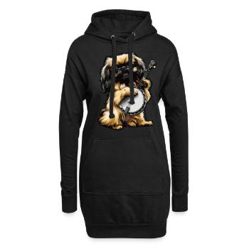 Chien pékinois Joueur de banjo bluegrass - Sweat-shirt à capuche long Femme - noir - Devant