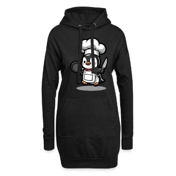 Cooking penguin with pan and knife - Hoodie Dress - black - Front