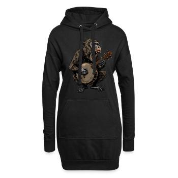 Baboon Monkey Bluegrass Banjo Spieler - Hoodie-Kleid - Schwarz - Vorne