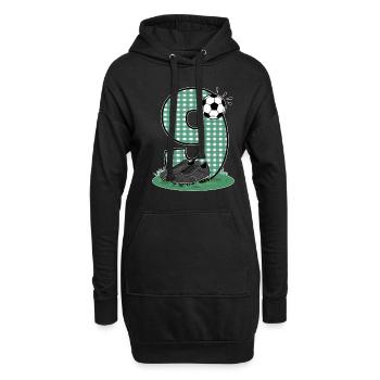 9. Geburtstag 9 Jahre Fußball Fußballspieler - Hoodie-Kleid - Schwarz - Vorne