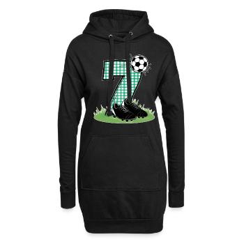 7. Geburtstag 7 Jahre Fußball Fußballspieler - Hoodie-Kleid - Schwarz - Vorne